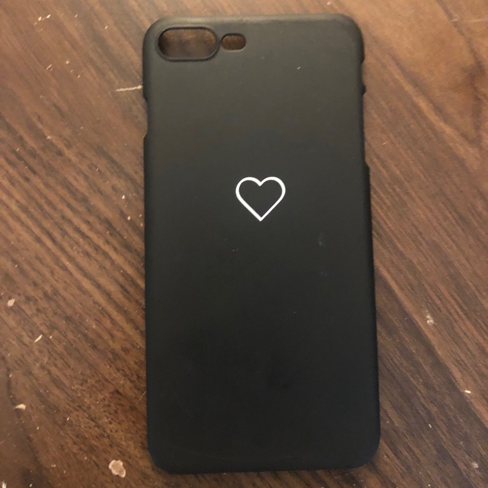 Matte black heart phone case